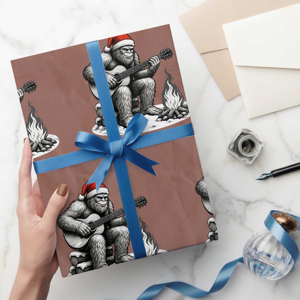 Bigfoot Guitar Xmas Wrapping Paper Roll Sasquatch Guitarist Music Xmas - Wonder Print Shop