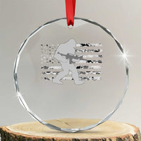 Bigfoot Gun Owner Crystal Glass Ornament Camo US American Flag Sasquatch Rifle - Wonder Print Shop