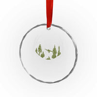 Bigfoot Gun Owner Crystal Glass Ornament Retro Deer Hunting Sasquatch Hunter Dad