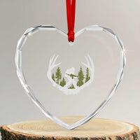 Bigfoot Gun Owner Heart Crystal Glass Ornament Retro Deer Hunting Sasquatch Hunter Dad