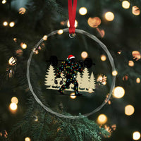 Bigfoot Gym Christmas Crystal Glass Ornament Funny Sasquatch Bodybuilding Weightlifting - Wonder Print Shop