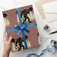 Bigfoot Gym Xmas Wrapping Paper Roll Funny Sasquatch Bodybuilding Weightlifting - Wonder Print Shop