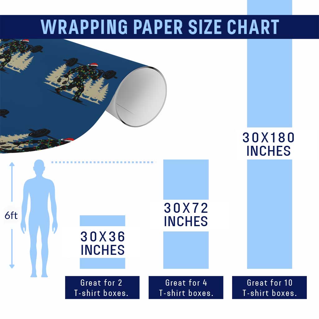 Bigfoot Gym Xmas Wrapping Paper Roll Funny Sasquatch Bodybuilding Weightlifting - Wonder Print Shop