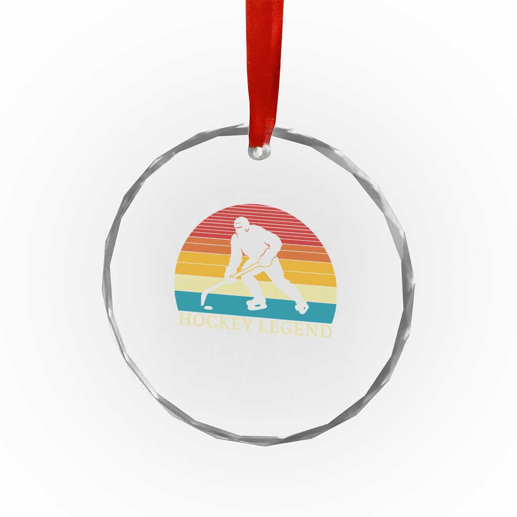 Bigfoot Hockey Legend Crystal Glass Ornament Retro Sasquatch Cryptid Player Gift - Wonder Print Shop