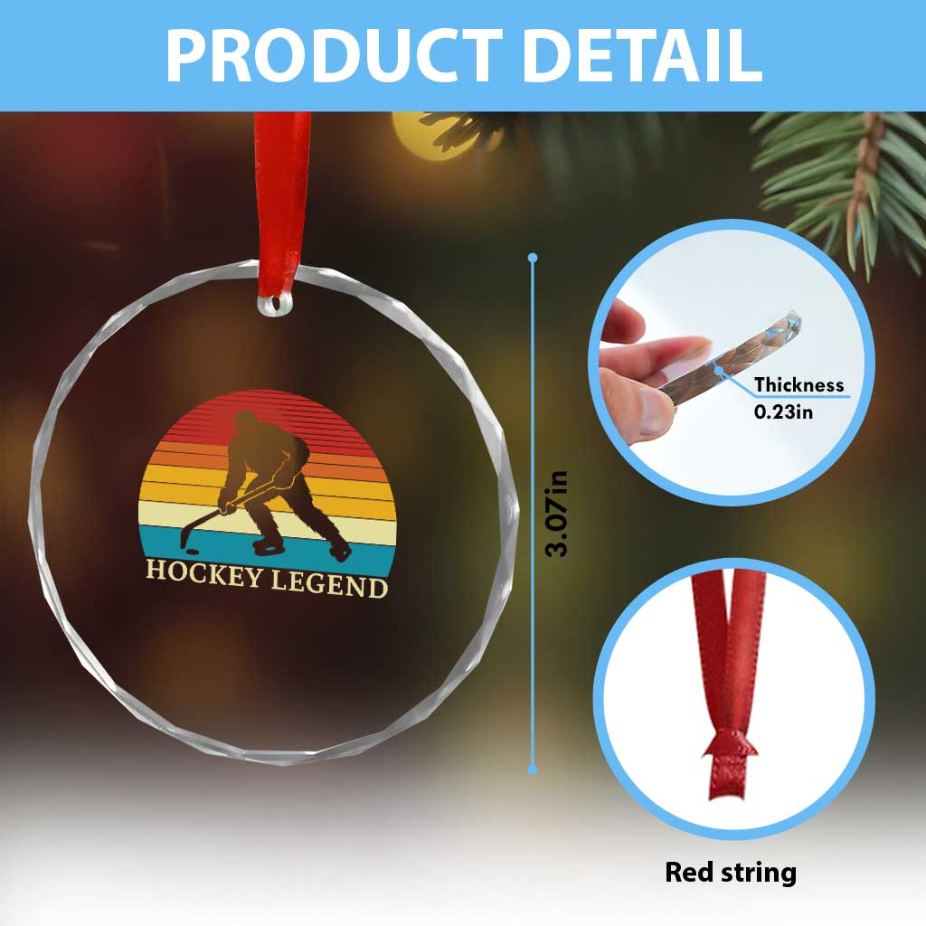 Bigfoot Hockey Legend Crystal Glass Ornament Retro Sasquatch Cryptid Player Gift - Wonder Print Shop
