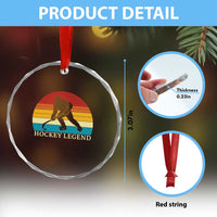 Bigfoot Hockey Legend Crystal Glass Ornament Retro Sasquatch Cryptid Player Gift - Wonder Print Shop