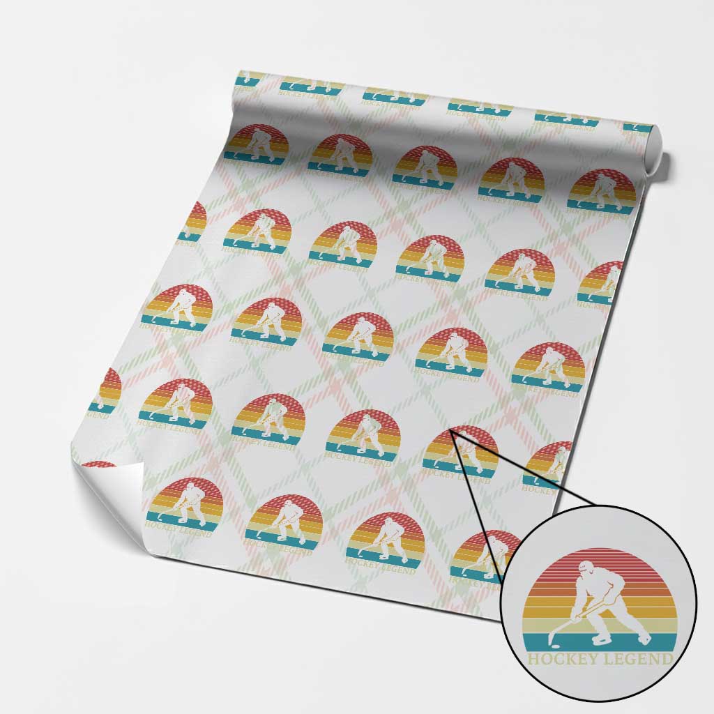 Bigfoot Hockey Legend Wrapping Paper Roll Retro Sasquatch Cryptid Player Gift - Wonder Print Shop