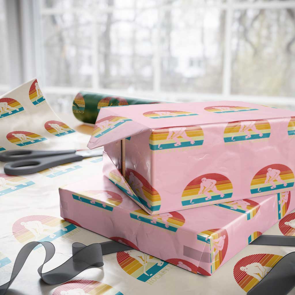 Bigfoot Hockey Legend Wrapping Paper Roll Retro Sasquatch Cryptid Player Gift - Wonder Print Shop