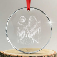 Bigfoot Howling at Moon Mystical Forest Crystal Glass Ornament Funny Sasquatch Nature Lover