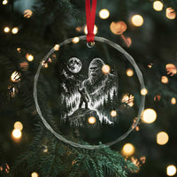 Bigfoot Howling at Moon Mystical Forest Crystal Glass Ornament Funny Sasquatch Nature Lover
