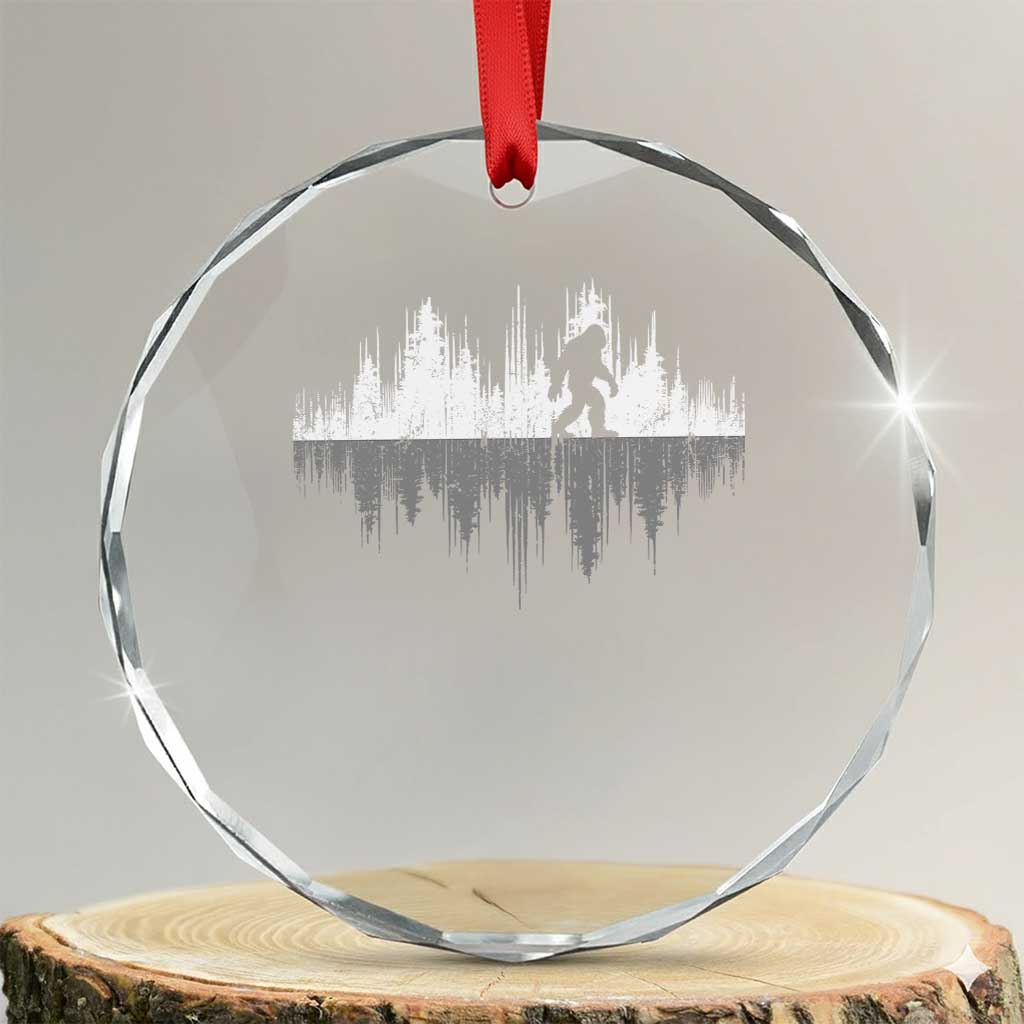 Bigfoot In The Forest Crystal Glass Ornament Sasquatch Trees Reflection Wildlife Nature Outdoor Wild Retro - Wonder Print Shop