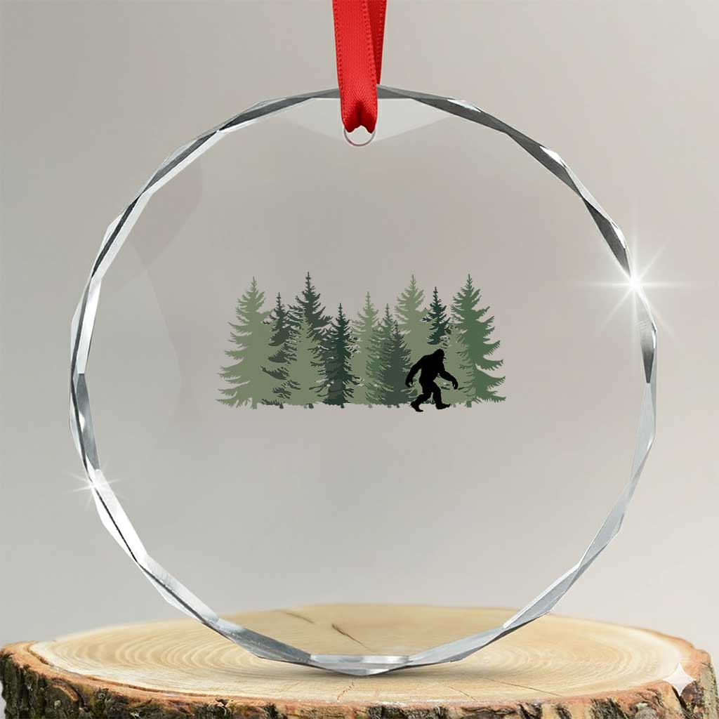 Bigfoot In The Forest Sasquatch Yeti Crystal Glass Ornament - Wonder Print Shop