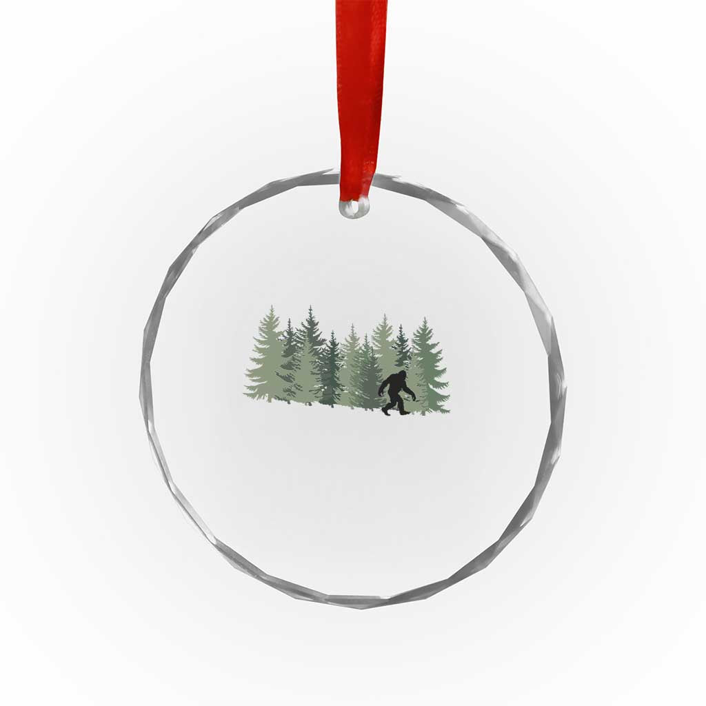 Bigfoot In The Forest Sasquatch Yeti Crystal Glass Ornament - Wonder Print Shop