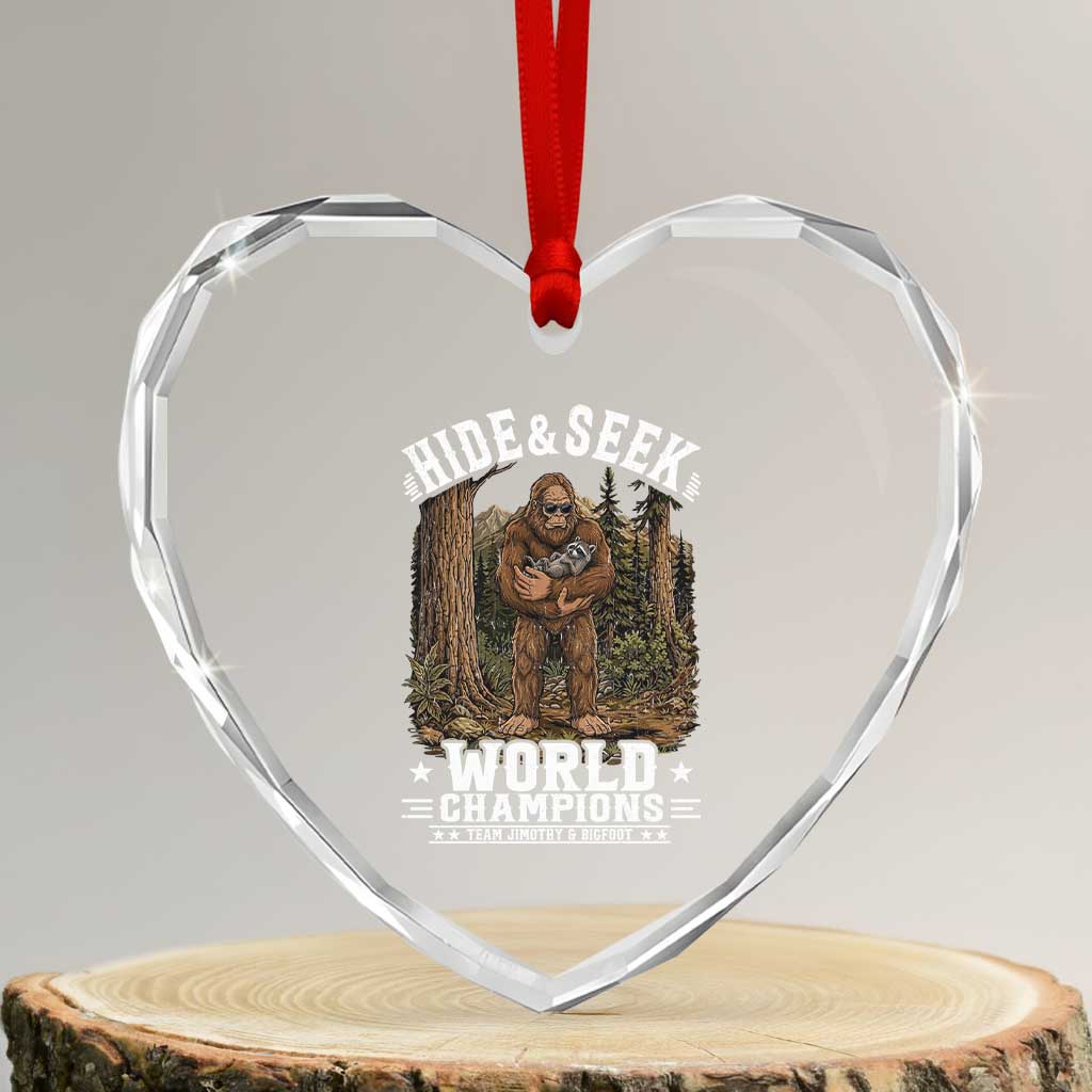 Bigfoot Jimothy The Raccoon Cryptid Animal Friendship Heart Crystal Glass Ornament Hide And Seek World Champions