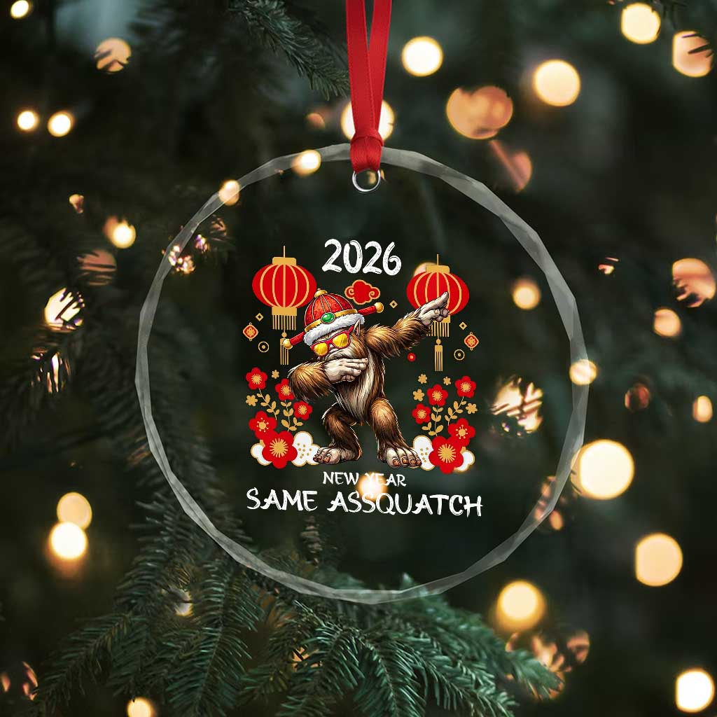 Bigfoot Lunar New Year Crystal Glass Ornament Funny Same Assquatch - Wonder Print Shop