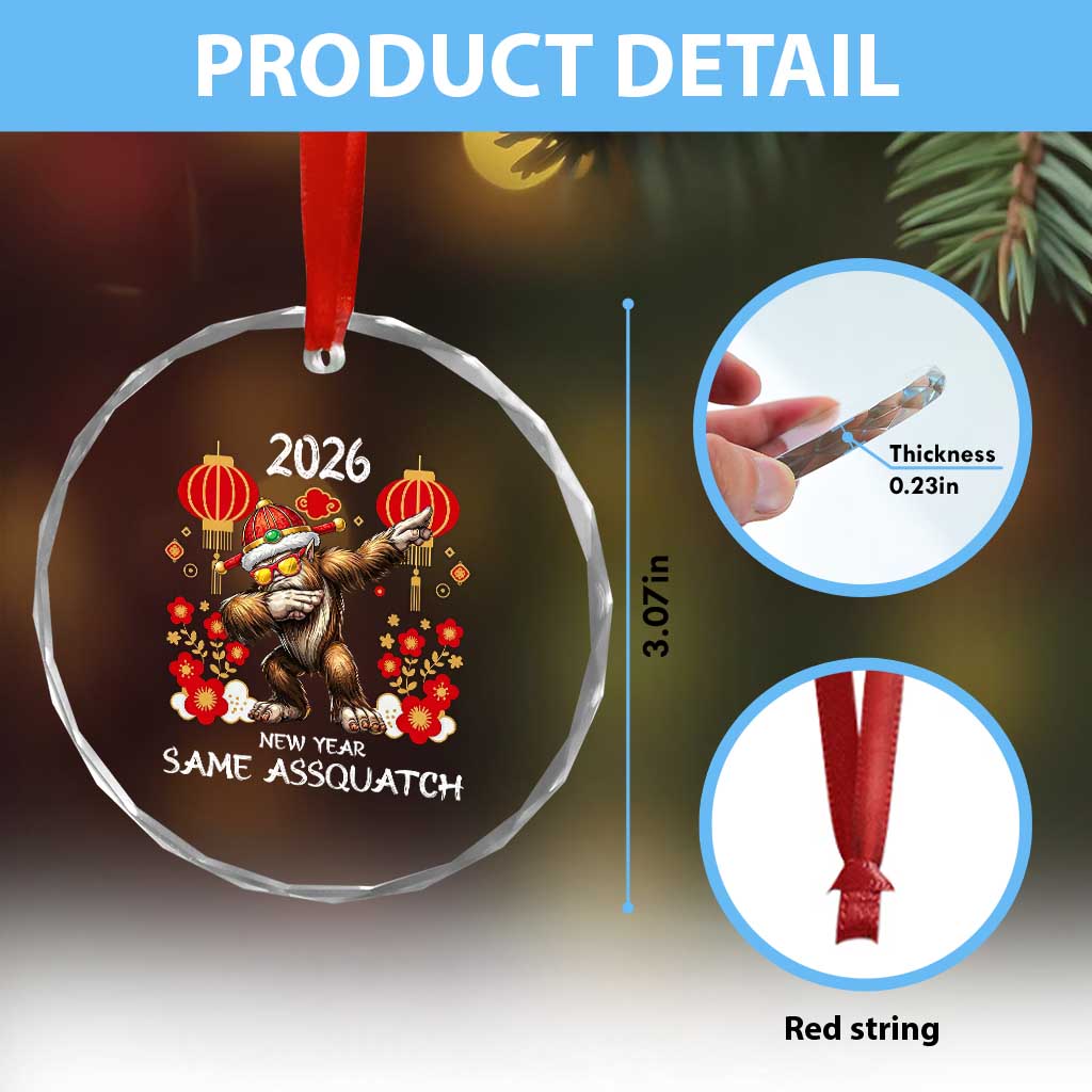 Bigfoot Lunar New Year Crystal Glass Ornament Funny Same Assquatch - Wonder Print Shop
