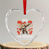 Bigfoot Lunar New Year Heart Crystal Glass Ornament Funny Same Assquatch - Wonder Print Shop