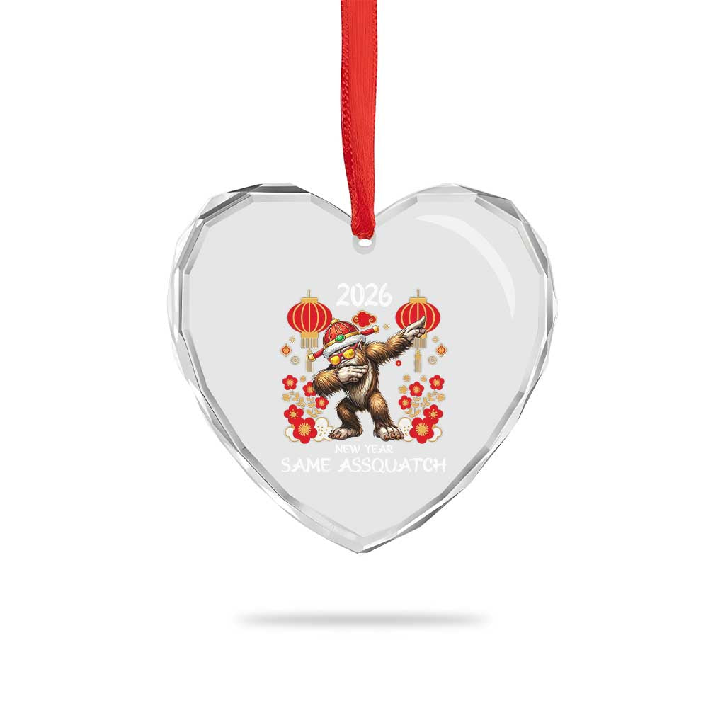 Bigfoot Lunar New Year Heart Crystal Glass Ornament Funny Same Assquatch - Wonder Print Shop