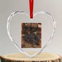 Bigfoot Mechanic Meme Heart Crystal Glass Ornament Funny Sasquatch Fixing Cars