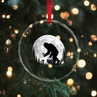Bigfoot Mushroom Hunter Crystal Glass Ornament Vintage Sasquatch Art Mystical Nature Lover Retro Full Moon
