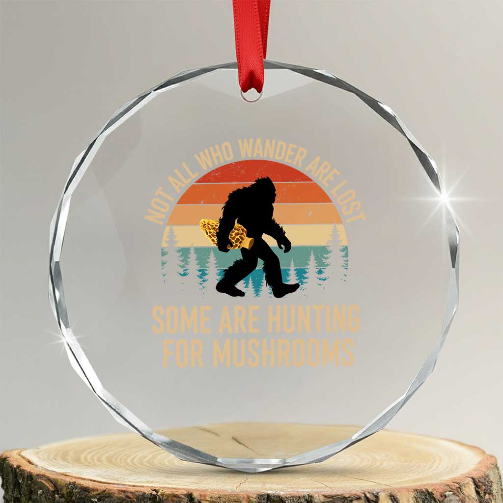 Bigfoot Mushroom Lovers Crystal Glass Ornament Retro Sasquatch Fungi Morel Mushroom