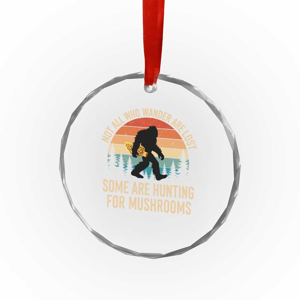 Bigfoot Mushroom Lovers Crystal Glass Ornament Retro Sasquatch Fungi Morel Mushroom