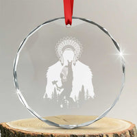 Bigfoot Native American Chief Crystal Glass Ornament Hunting Spear Warrior Graphic