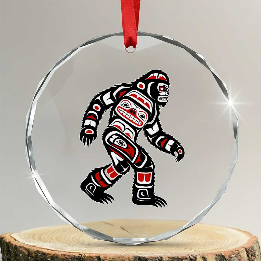 Bigfoot Native American Northwest Coast Art Crystal Glass Ornament