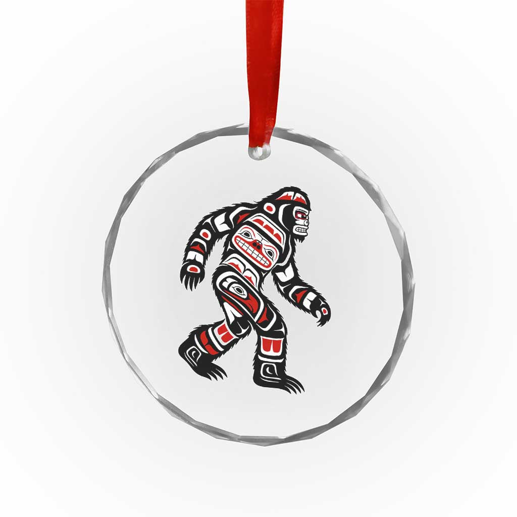 Bigfoot Native American Northwest Coast Art Crystal Glass Ornament