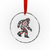 Bigfoot Native American Northwest Coast Art Crystal Glass Ornament