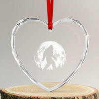 Bigfoot Night Stroll Heart Crystal Glass Ornament Cool Full Moon & Trees Sasquatch - Wonder Print Shop
