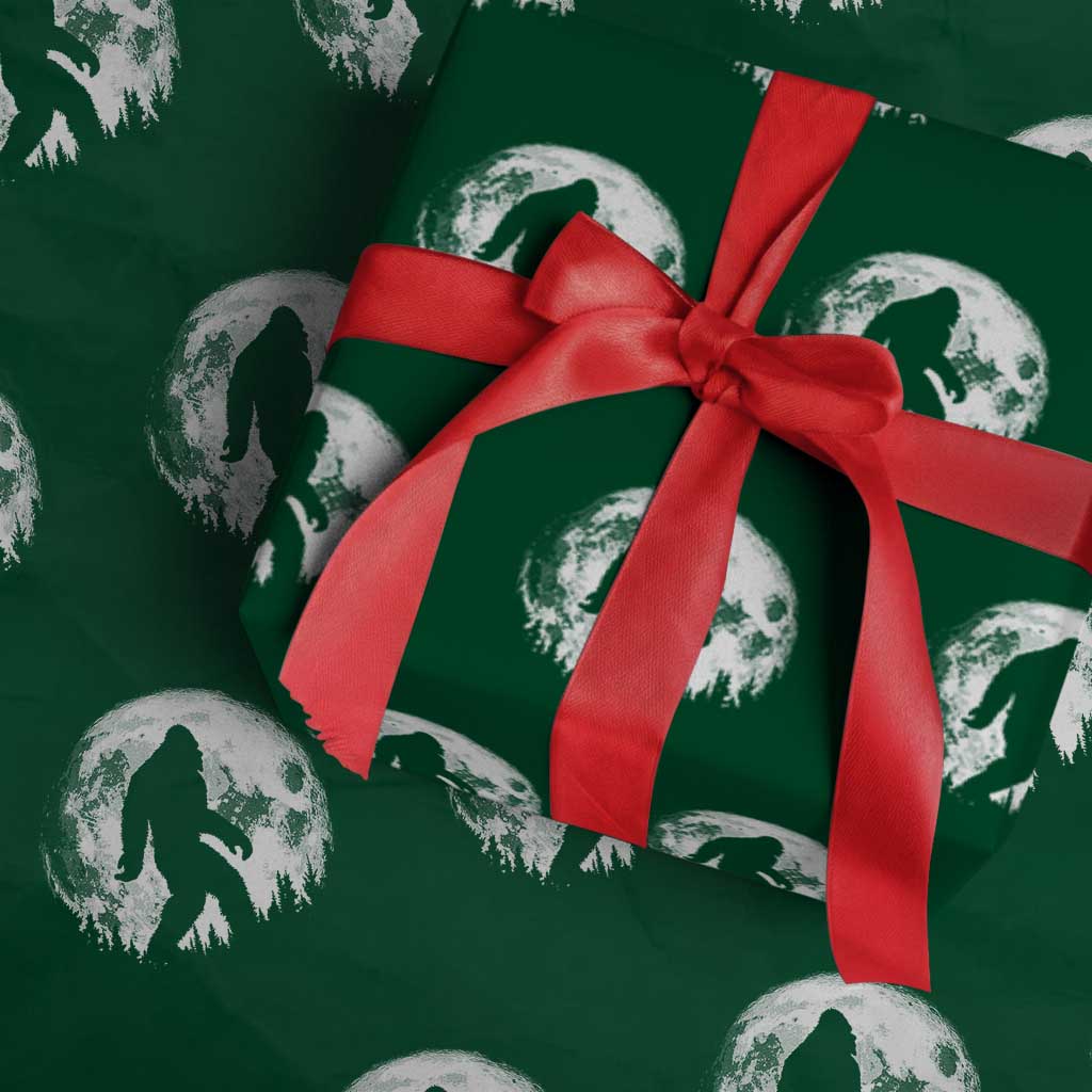 Bigfoot Night Stroll Wrapping Paper Roll Cool Full Moon & Trees Sasquatch - Wonder Print Shop