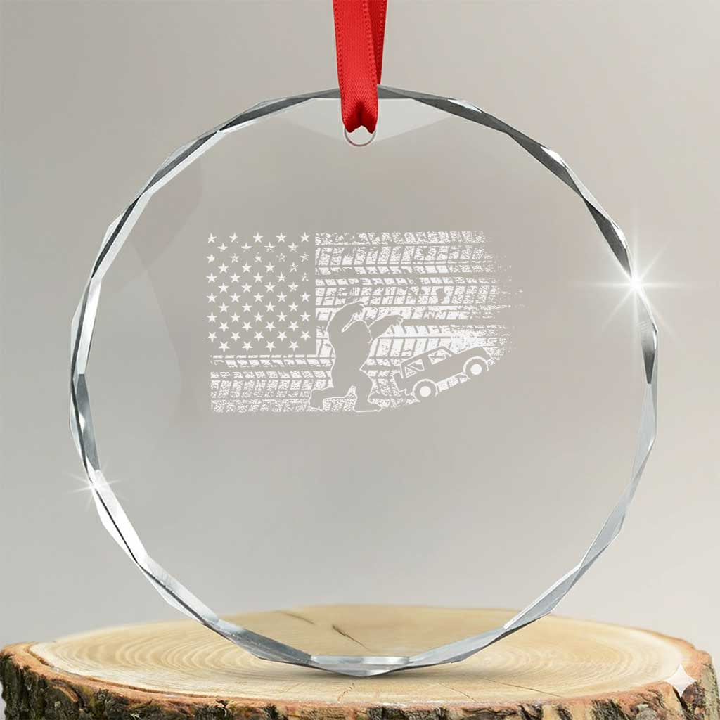 Bigfoot Offroad Car Crystal Glass Ornament Retro Sasquatch 4x4 UTV ATV Funny American Flag