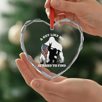 Bigfoot Patriotic American Flag Heart Crystal Glass Ornament Funny Sasquatch A Guy Like Me Is Hard To Find - Wonder Print Shop