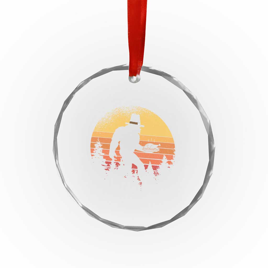 Bigfoot Pilgrim Turkey Pumpkin Thanksgiving Day Crystal Glass Ornament TS11