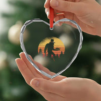 Bigfoot Pilgrim Turkey Pumpkin Thanksgiving Day Heart Crystal Glass Ornament - Wonder Print Shop
