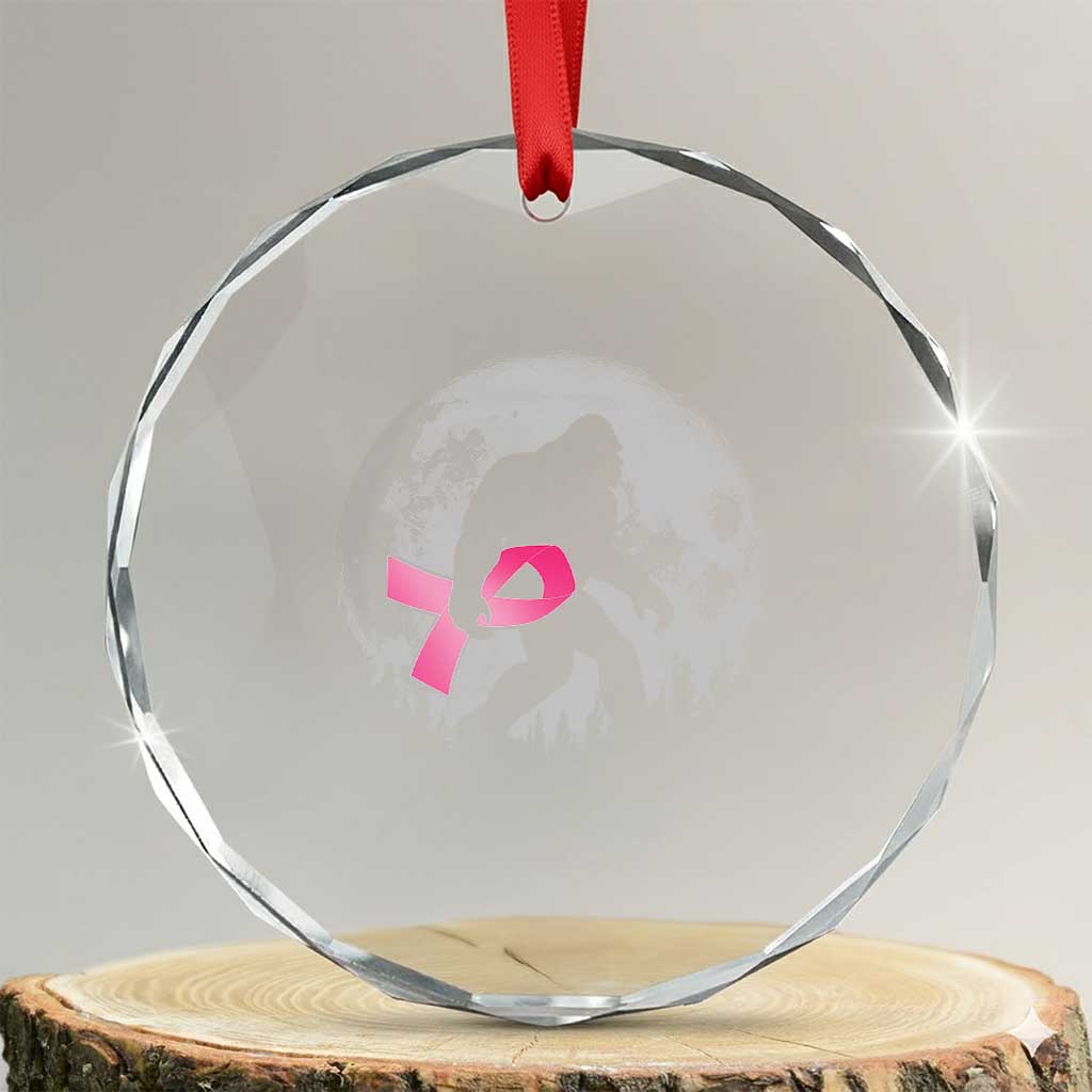 Bigfoot Pink Ribbon Breast Cancer Awareness Crystal Glass Ornament TS10