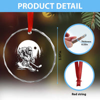 Bigfoot Playing Ice Hockey Crystal Glass Ornament Funny Cryptid Sports Gift - Wonder Print Shop