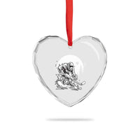 Bigfoot Playing Ice Hockey Heart Crystal Glass Ornament Funny Cryptid Sports Gift - Wonder Print Shop