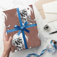 Bigfoot Playing Ice Hockey Wrapping Paper Roll Funny Cryptid Sports Gift - Wonder Print Shop