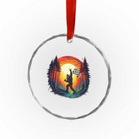 Bigfoot Racing Crystal Glass Ornament Sasquatch Checkered Flag TS14