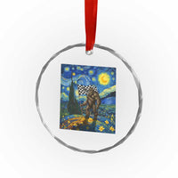 Bigfoot Racing Crystal Glass Ornament Sasquatch Checkered Flag Starry Night Van Gogh TS14