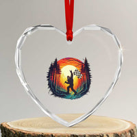 Bigfoot Racing Heart Crystal Glass Ornament Sasquatch Checkered Flag - Wonder Print Shop