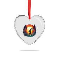 Bigfoot Racing Heart Crystal Glass Ornament Sasquatch Checkered Flag - Wonder Print Shop
