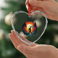 Bigfoot Racing Heart Crystal Glass Ornament Sasquatch Checkered Flag - Wonder Print Shop