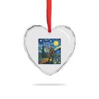 Bigfoot Racing Heart Crystal Glass Ornament Sasquatch Checkered Flag Starry Night Van Gogh - Wonder Print Shop