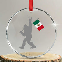 Bigfoot Rock On Hold Mexico Flag Sasquatch Believers Crystal Glass Ornament