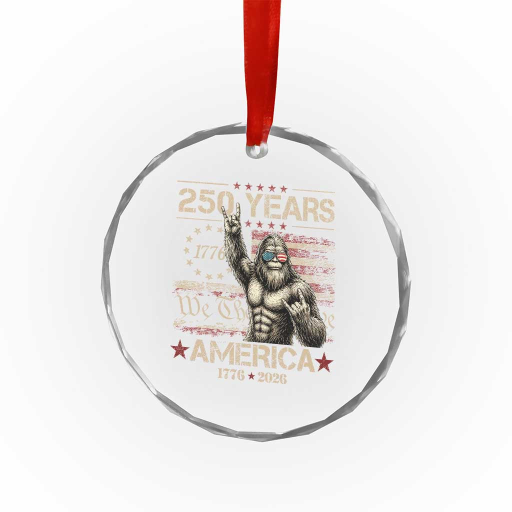 Bigfoot Sasquatch USA 250th Anniversary Crystal Glass Ornament Retro 250 Years 1776 2026 4th of July Independence Day