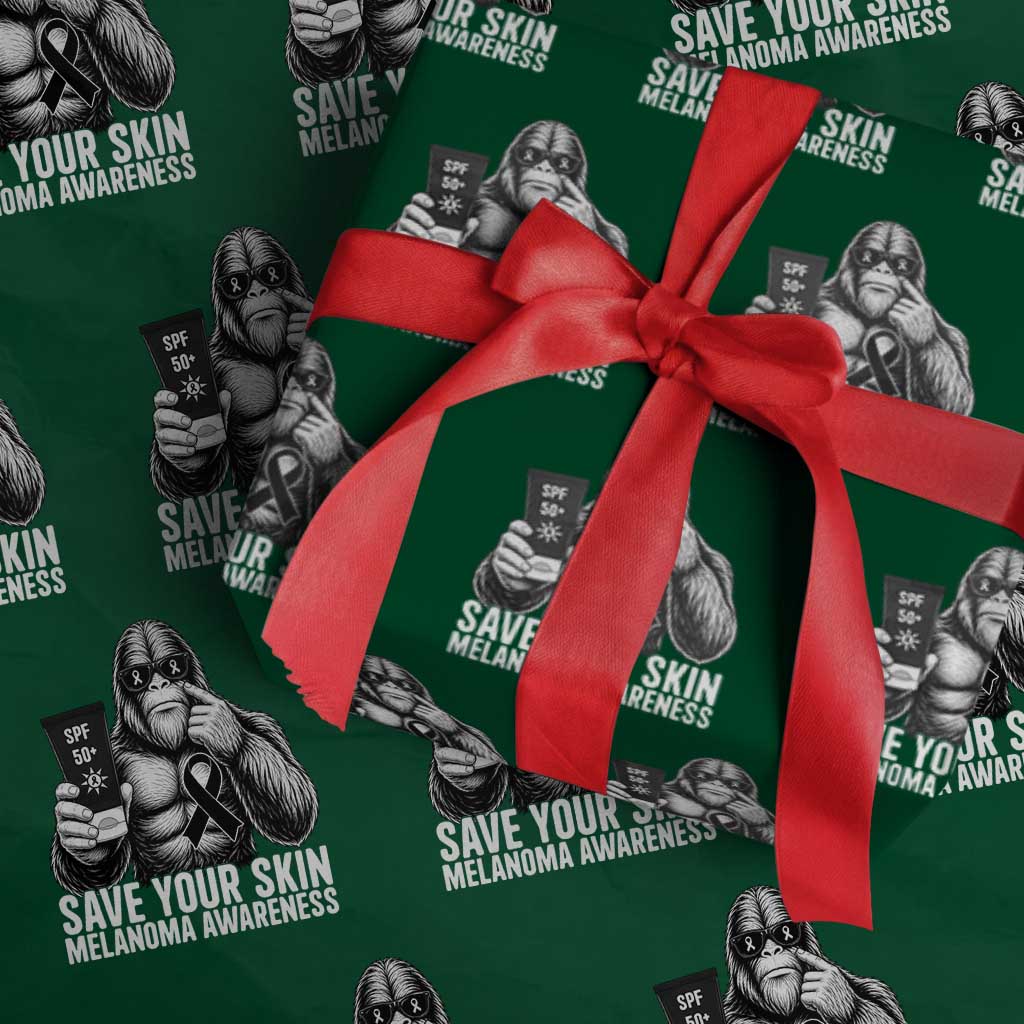 Bigfoot Save Your Skin Wrapping Paper Roll Melanoma Warrior Support
