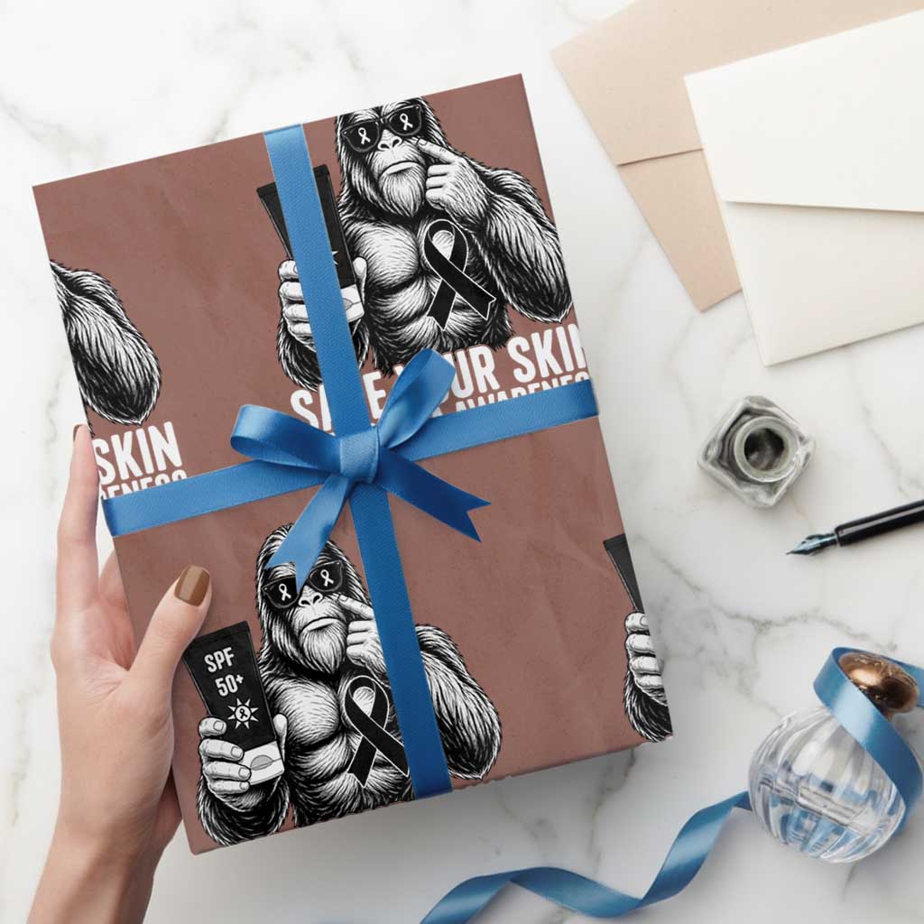 Bigfoot Save Your Skin Wrapping Paper Roll Melanoma Warrior Support